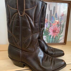 Vintage Boulet Women’s Leather Cowboy Boots--Made in Canada-Longhorn